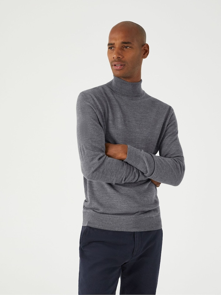 Skopes Grey Russ Merino Blend Roll Neck Sweater - Image 1 of 5