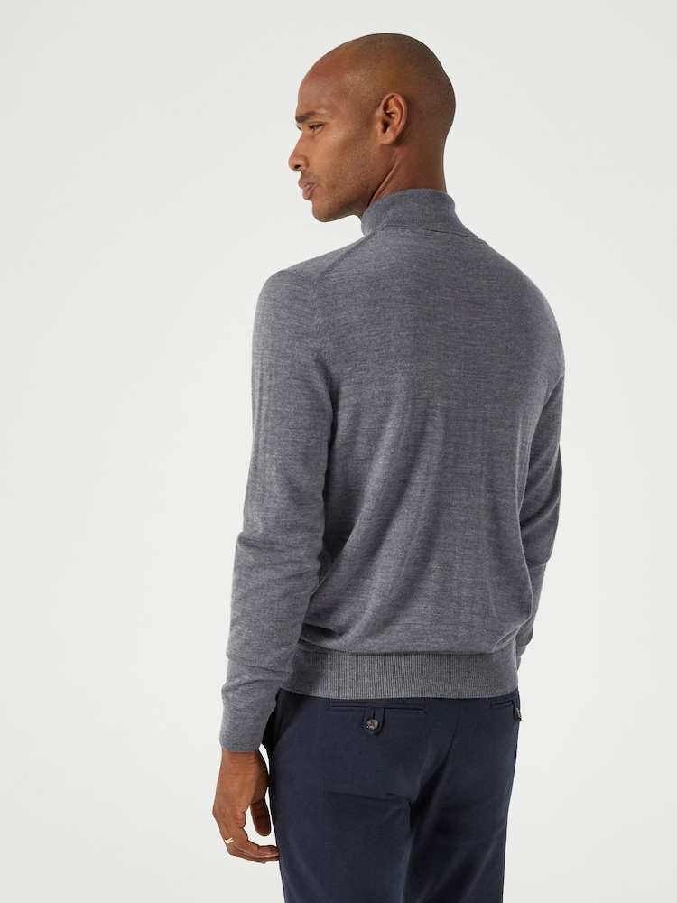 Skopes Grey Russ Merino Blend Roll Neck Sweater - Image 2 of 5