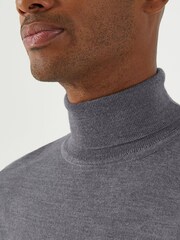 Skopes Grey Russ Merino Blend Roll Neck Sweater - Image 3 of 5