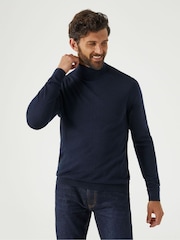 Skopes Blue Russ Merino Blend Roll Neck Sweater - Image 1 of 5