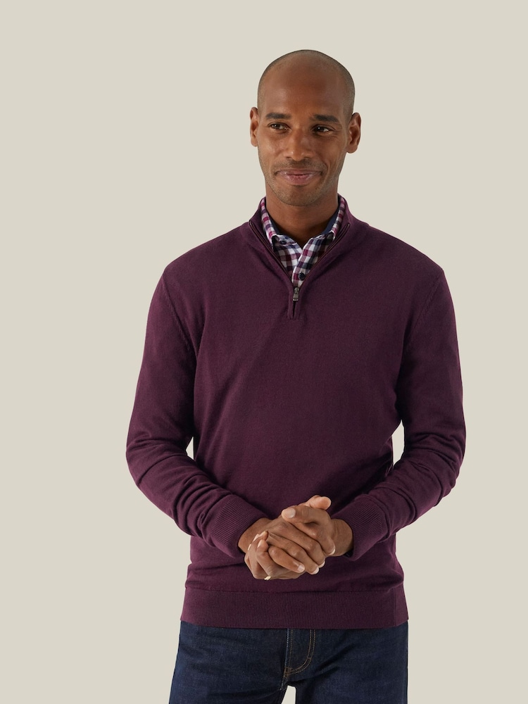 Skopes Red Miles Merino Blend Quarter Zip Sweater - Image 1 of 5