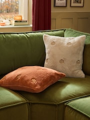 Furn Natural Autumn Pumpkins Embroidered Faux Fur Fibre Cushion - Image 2 of 5