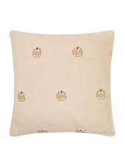 Furn Natural Autumn Pumpkins Embroidered Faux Fur Fibre Cushion - Image 3 of 5