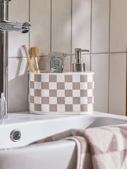 Natural Chequerboard Soap Dispenser and Tidy - Image 1 of 3