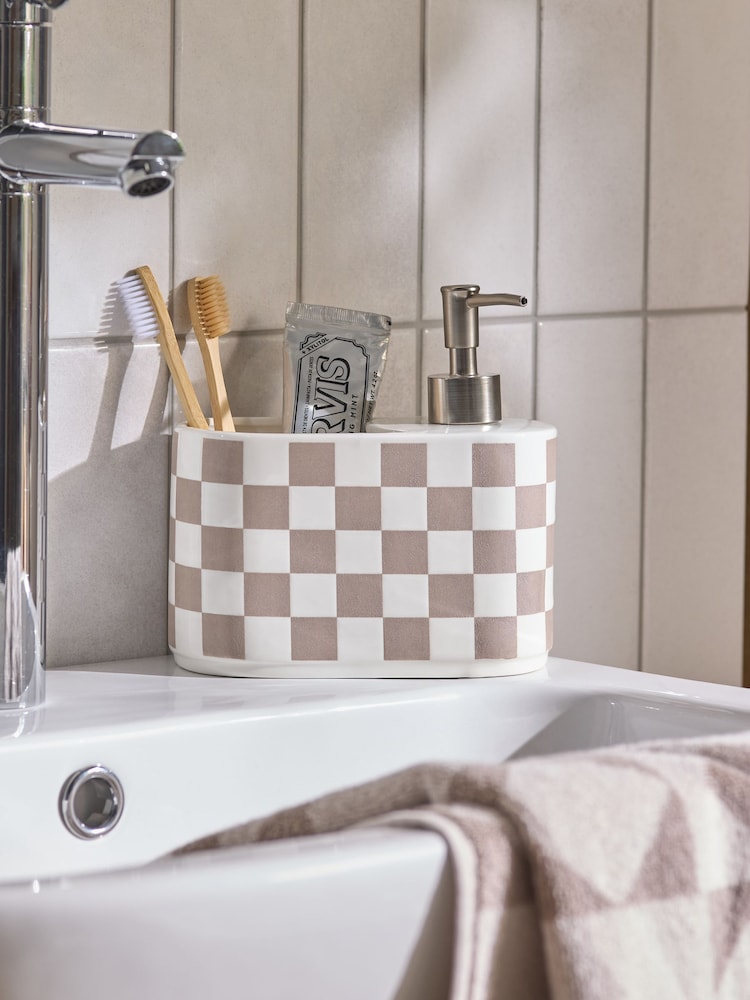 Chequerboard Soap Dispenser and Tidy - صورة 1 من 3 Chequerboard Soap Dispenser and Tidy - صورة 1 من 3