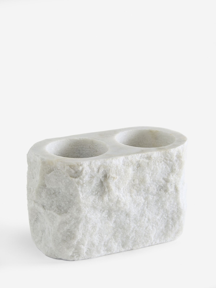 White Marble Toothbrush Tidy - Image 3 of 3