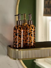Set of 2 Brown Animal Print Resin Reusable Dispenser Bottles - Image 1 of 3