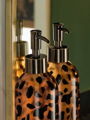 Set of 2 Brown Animal Print Resin Reusable Dispenser Bottles - Image 2 of 3