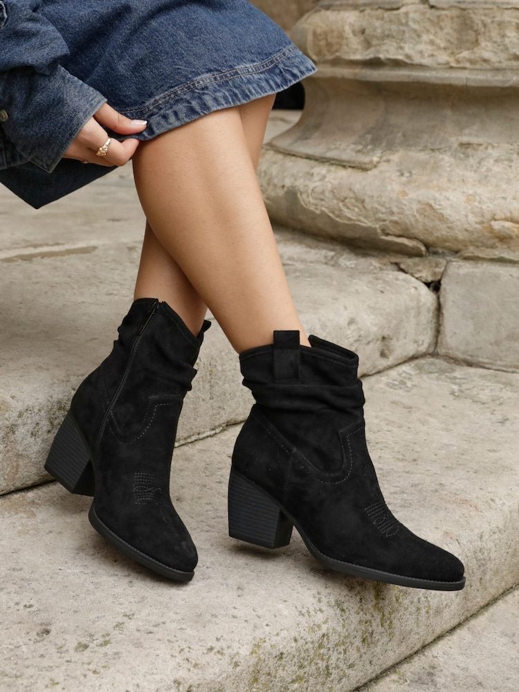 Linzi Black Carter Cowboy Ankle Boots - Image 1 of 5