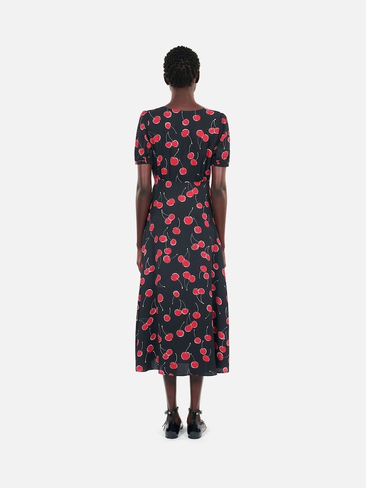 The Kooples Black Cherry Floral Midi Dress - Image 2 of 4