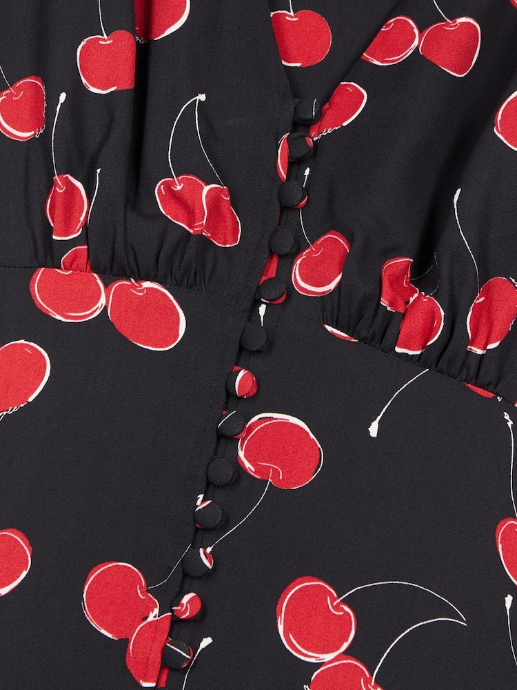 The Kooples Black Cherry Floral Midi Dress - Image 4 of 4 The Kooples Black Cherry Floral Midi Dress - Image 4 of 4