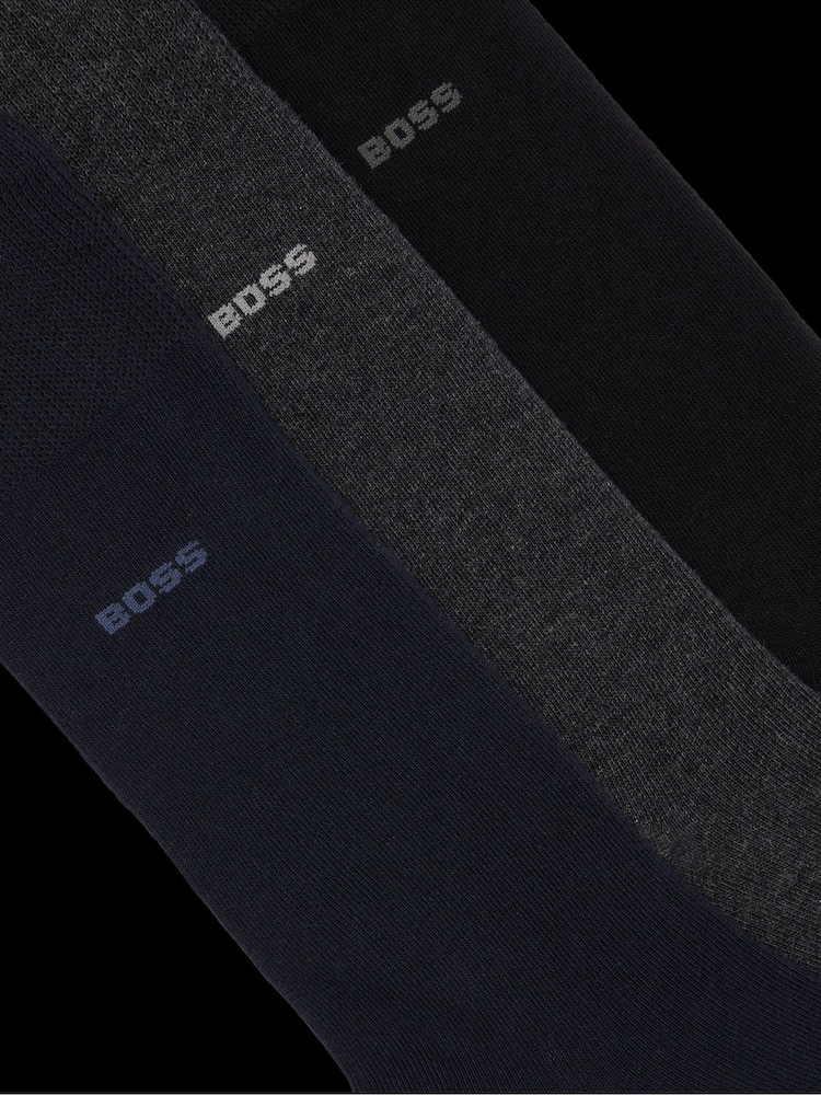 BOSS Blue Logo Regular Length 3 Pack Socks - Image 2 of 3