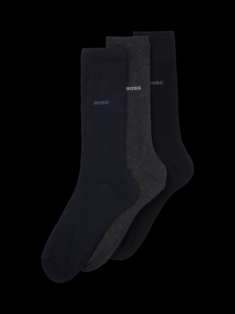 BOSS Blue Logo Regular Length 3 Pack Socks - Image 3 of 3