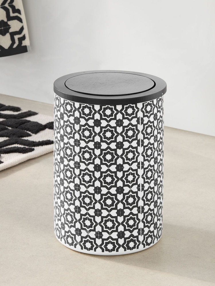 Black/White Geo Swing Lid Bin - Image 1 of 5