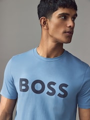 BOSS Blue Large Logo Graphic 100% Cotton T-Shirt - Image 3 of 4
