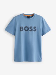 BOSS Blue Large Logo Graphic 100% Cotton T-Shirt - Image 4 of 4