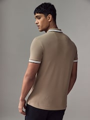 BOSS Brown Tipped Paddy 100% Cotton Polo Shirt - Image 2 of 4