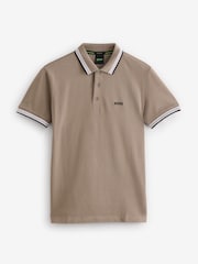BOSS Brown Tipped Paddy 100% Cotton Polo Shirt - Image 4 of 4