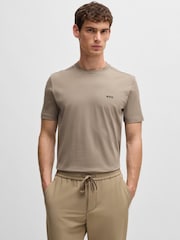 Beige - BOSS T-Shirt aus Baumwolle mit Streifen - Bild 1 von 5