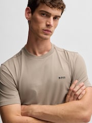 Beige - BOSS T-Shirt aus Baumwolle mit Streifen - Bild 4 von 5