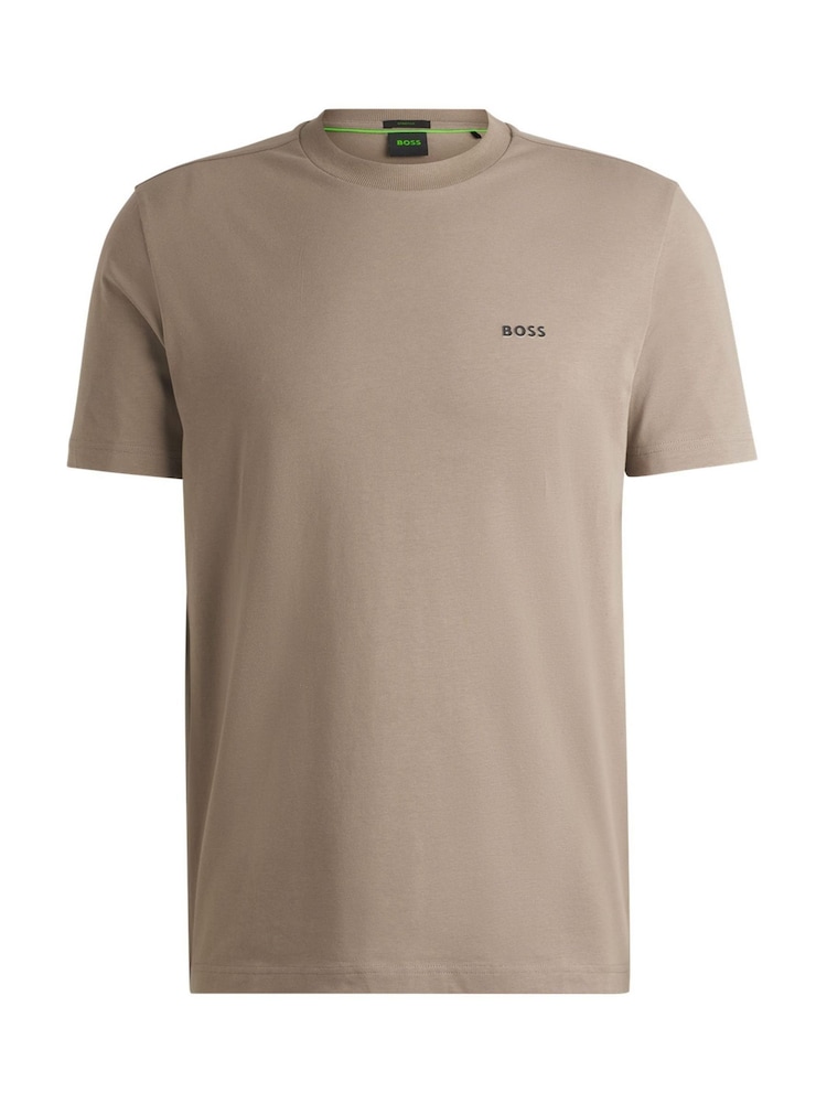 Beige - BOSS T-Shirt aus Baumwolle mit Streifen - Bild 5 von 5