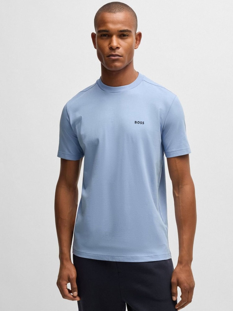 Hellblau - BOSS T-Shirt aus Baumwolle mit Streifen - Bild 1 von 5