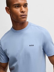 Hellblau - BOSS T-Shirt aus Baumwolle mit Streifen - Bild 4 von 5
