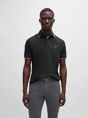 BOSS Black Passertip Logo Patch Slim Fit Pique Polo Shirt - Image 1 of 5