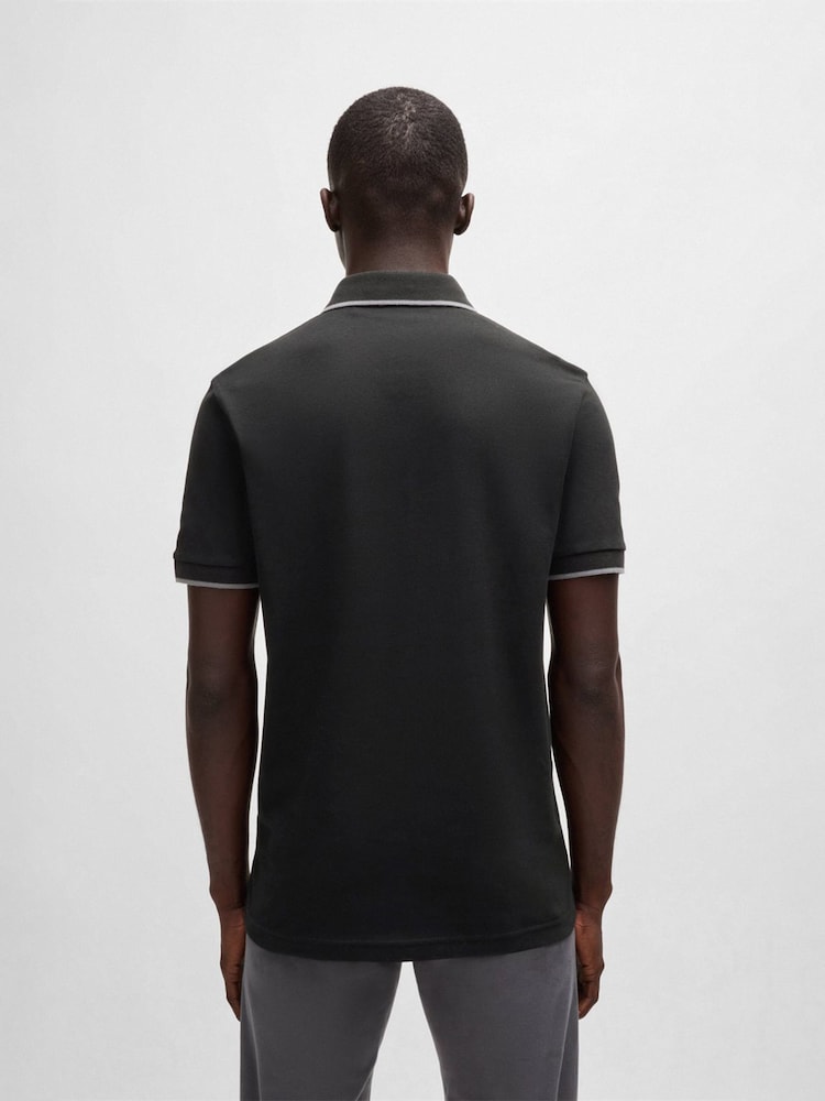 BOSS Black Passertip Logo Patch Slim Fit Pique Polo Shirt - Image 2 of 5