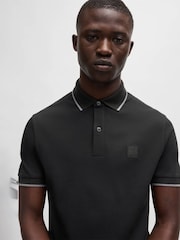 BOSS Black Passertip Logo Patch Slim Fit Pique Polo Shirt - Image 4 of 5