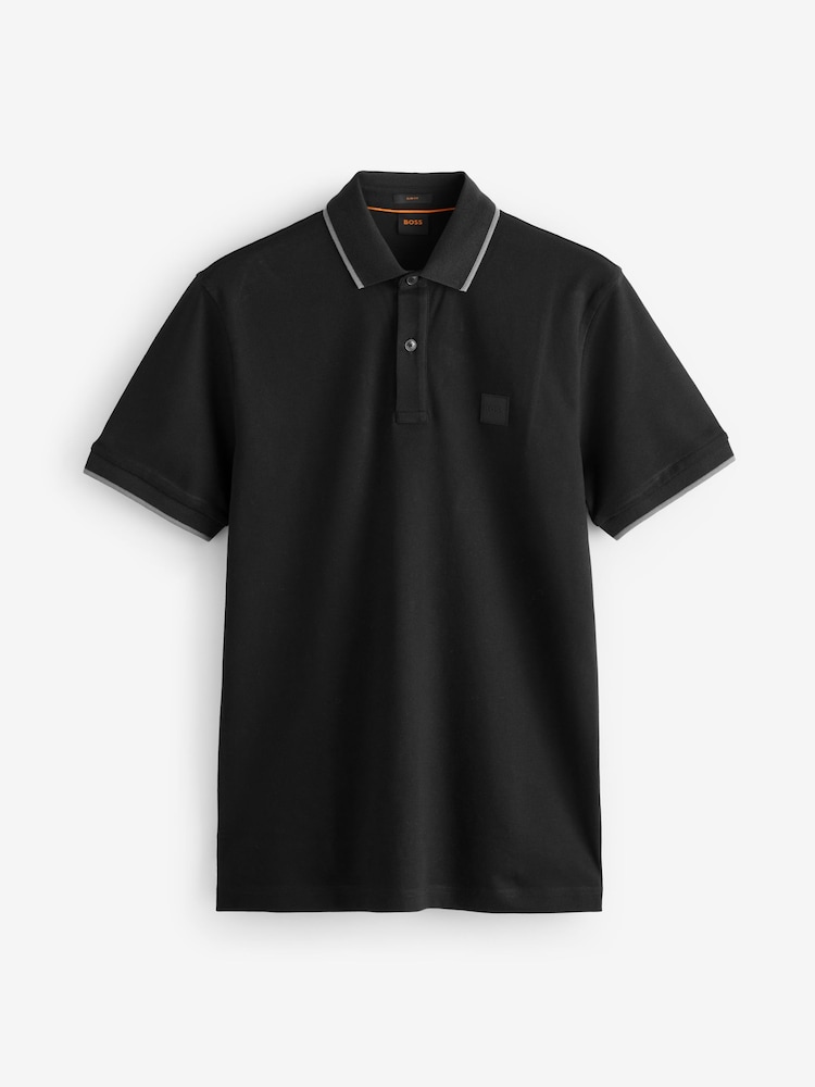 BOSS Black Passertip Logo Patch Slim Fit Pique Polo Shirt - Image 5 of 5