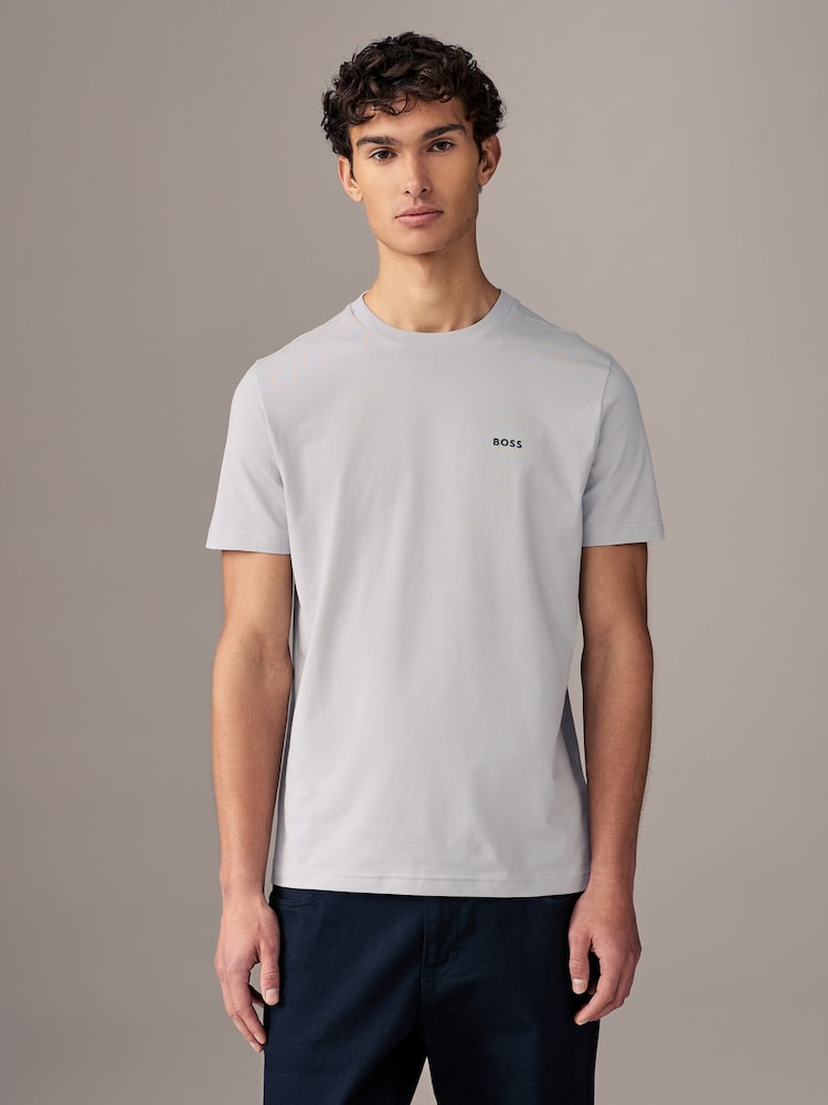 Hellgrau - BOSS T-Shirt aus Baumwolle mit Streifen - Bild 1 von 4