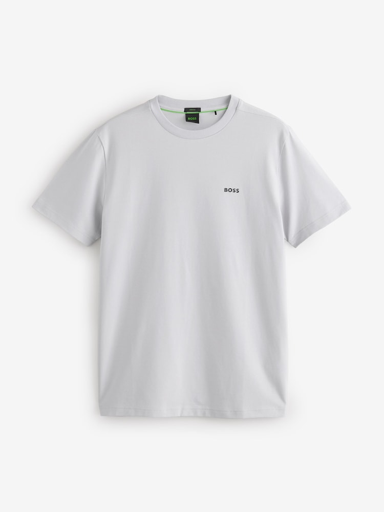 Hellgrau - BOSS T-Shirt aus Baumwolle mit Streifen - Bild 4 von 4