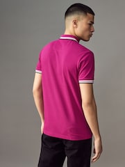 BOSS Pink Tipped Paddy 100% Cotton Polo Shirt - Image 2 of 4
