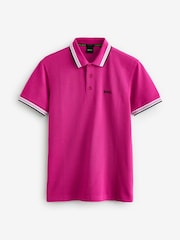 BOSS Pink Tipped Paddy 100% Cotton Polo Shirt - Image 4 of 4