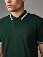 BOSS Green Tipped Paddy 100% Cotton Polo Shirt - Image 3 of 4