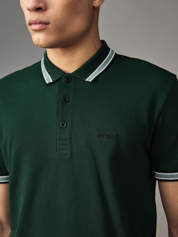 BOSS Green Tipped Paddy 100% Cotton Polo Shirt - Image 3 of 4