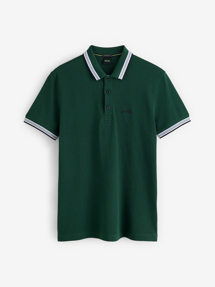 BOSS Green Tipped Paddy 100% Cotton Polo Shirt - Image 4 of 4