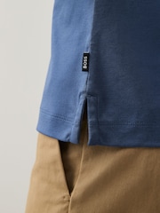 BOSS Blue Light Penrose Slim Fit Striped Collar Polo Shirt - Image 4 of 5