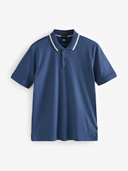 BOSS Blue Light Penrose Slim Fit Striped Collar Polo Shirt - Image 5 of 5