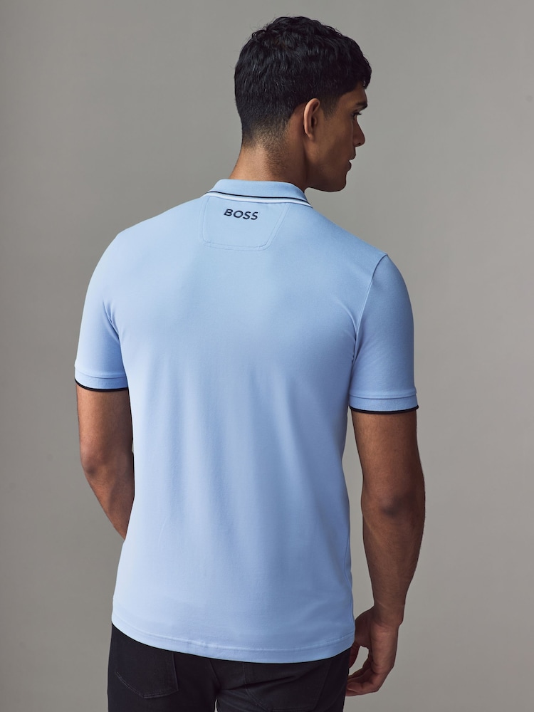 BOSS Light  Blue Paddy Pro Tipped Collar Polo Shirt - Image 2 of 4