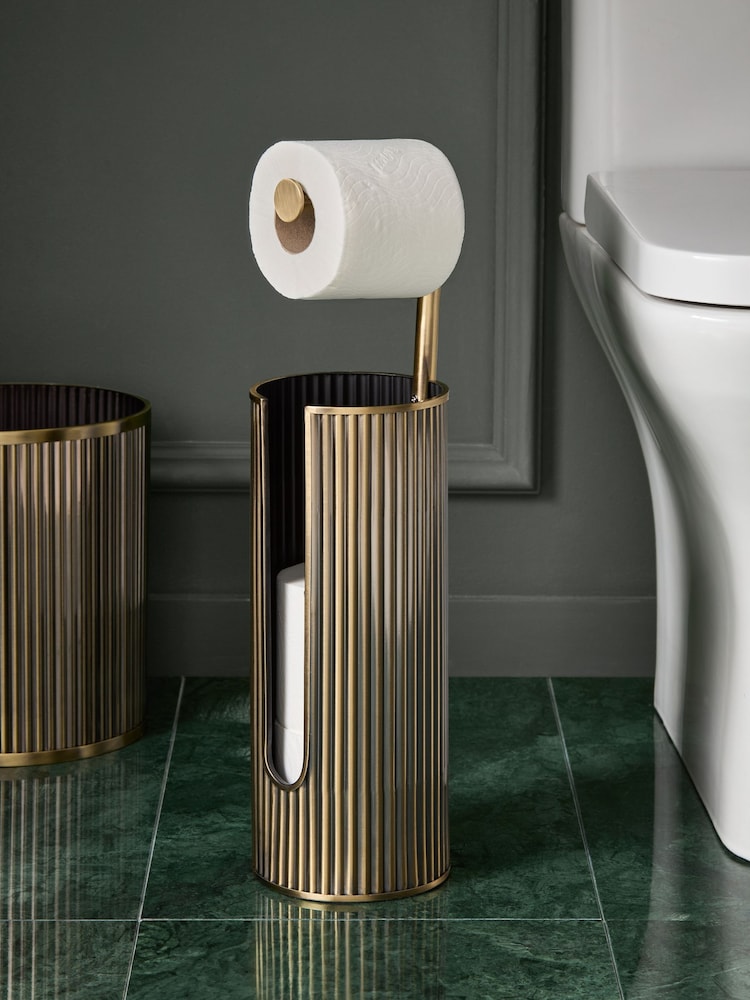 Gold Rib Toilet Roll Holder - Image 1 of 4