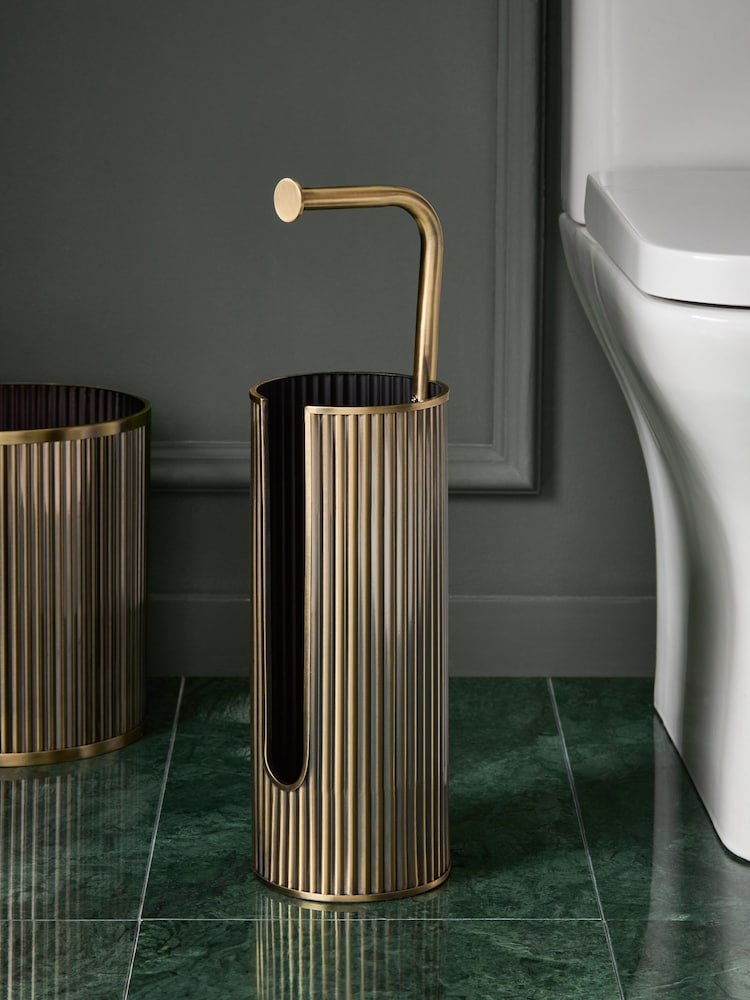 Gold Rib Toilet Roll Holder - Image 2 of 4