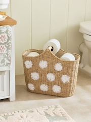 Natural Daisy Woven Toilet Roll Holder and Storage Set - Image 1 of 5