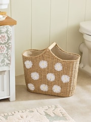Natural Daisy Woven Toilet Roll Holder and Storage Set - Image 2 of 5