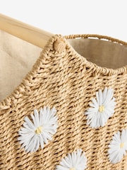 Natural Daisy Woven Toilet Roll Holder and Storage Set - Image 4 of 5