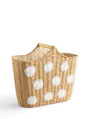 Natural Daisy Woven Toilet Roll Holder and Storage Set - Image 5 of 5