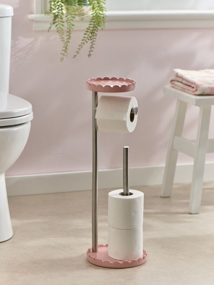 Pink Scallop Toilet Roll Holder - Image 1 of 4 Pink Scallop Toilet Roll Holder - Image 1 of 4