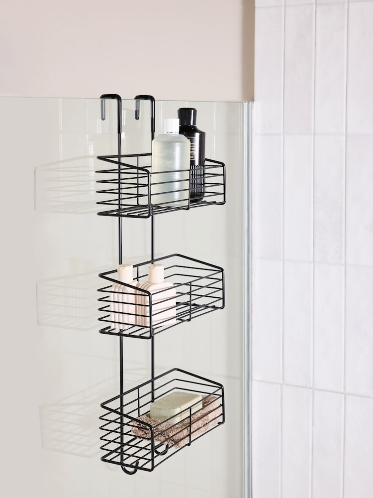 Black Over Door Three Tier Shower Caddy - Image 1 of 5 Black Over Door Three Tier Shower Caddy - Image 1 of 5