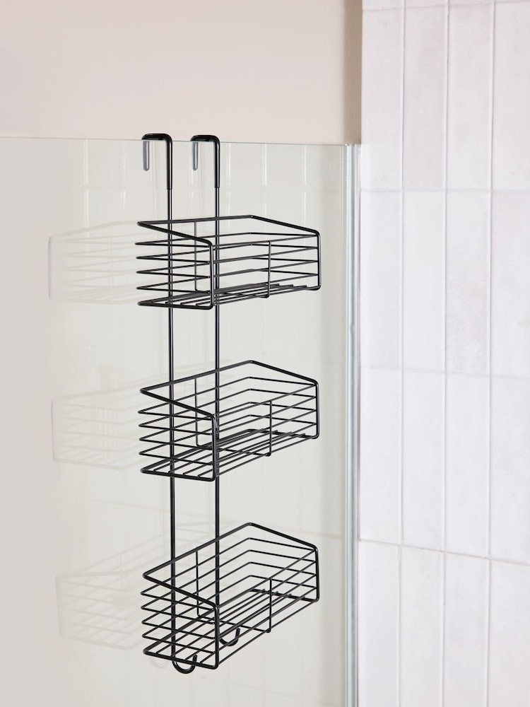 Black Over Door Three Tier Shower Caddy - Image 2 of 5 Black Over Door Three Tier Shower Caddy - Image 2 of 5